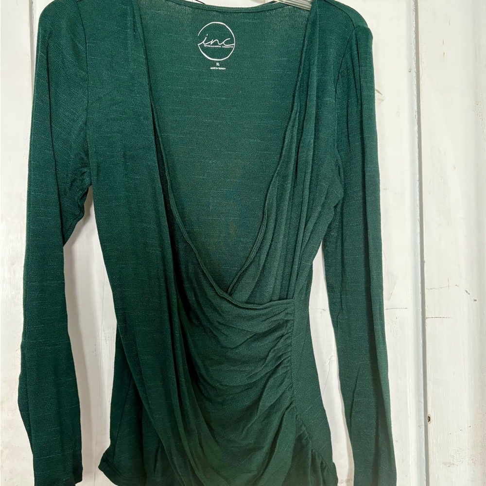 INC International Concepts Women's Emerald Drape Blouse